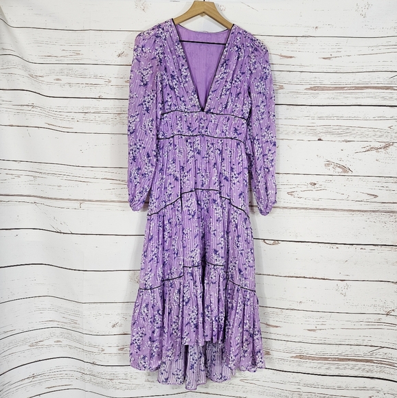 Ulla Johnson | Joan Purple Floral Midi Dress - Picture 3 of 8